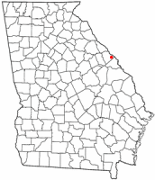 Location of Evans, Georgia