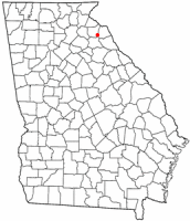 Location of Royston, Georgia