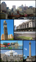 Downtown Baltimore, Emerson Bromo-Seltzer Tower, Pennsylvania Station, M&T Bank Stadium, , Inner Harbor and the National Aquarium in Baltimore, Baltimore City Hall, Washington Monument
