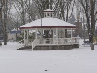 Gazebo in Wait Park on a rare snowy day