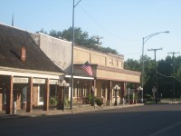 A portion of downtown Madisonville, Texas